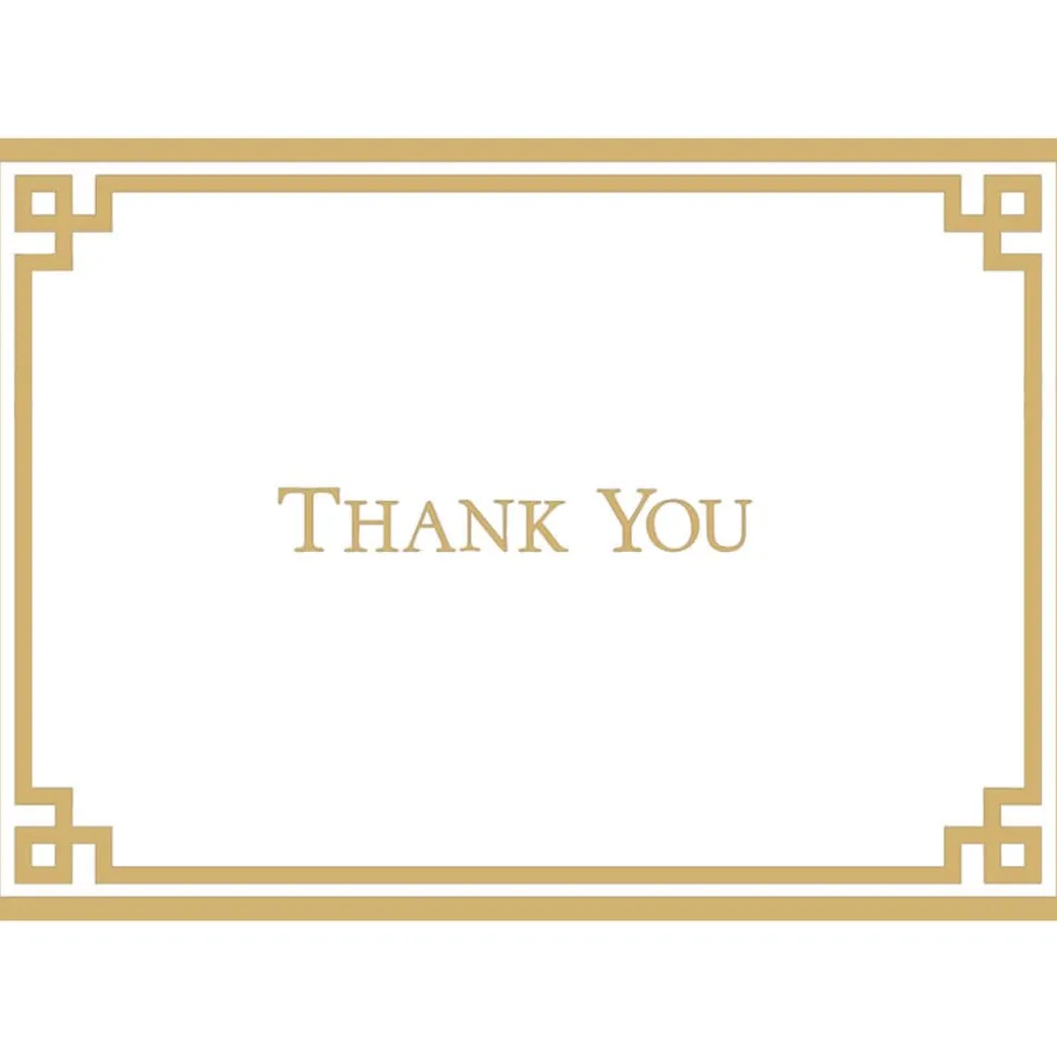 Rive Gauche Gold And White-Foil Thank You Notes - 8 Note Cards And Envelopes