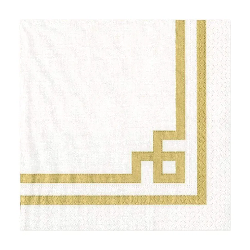 Rive Gauche Paper Luncheon Napkins in Gold & White - 20 Per Package