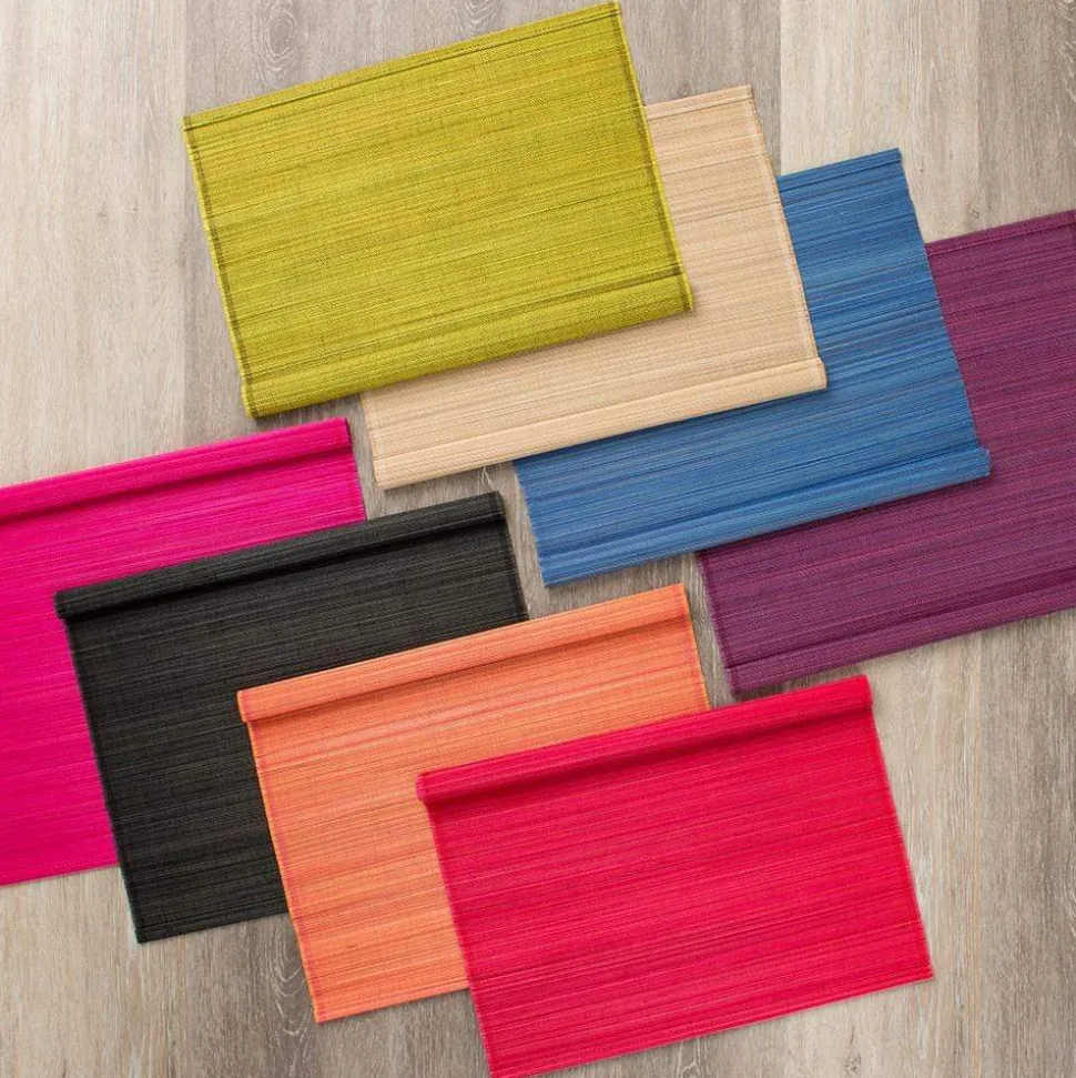 Roll-Up Bamboo Placemats in Black - Set of 4