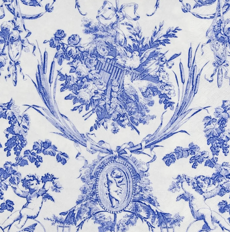 Romantic Toile Blue Dinner Napkins - 20 Per Package