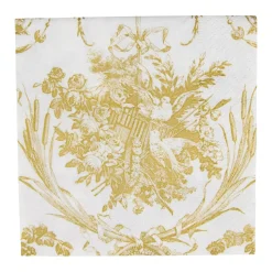 Romantic Toile Gold Cocktail Napkins - 20 Per Package