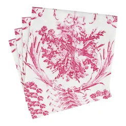 Romantic Toile Rose Cocktail Napkins - 20 Per Package