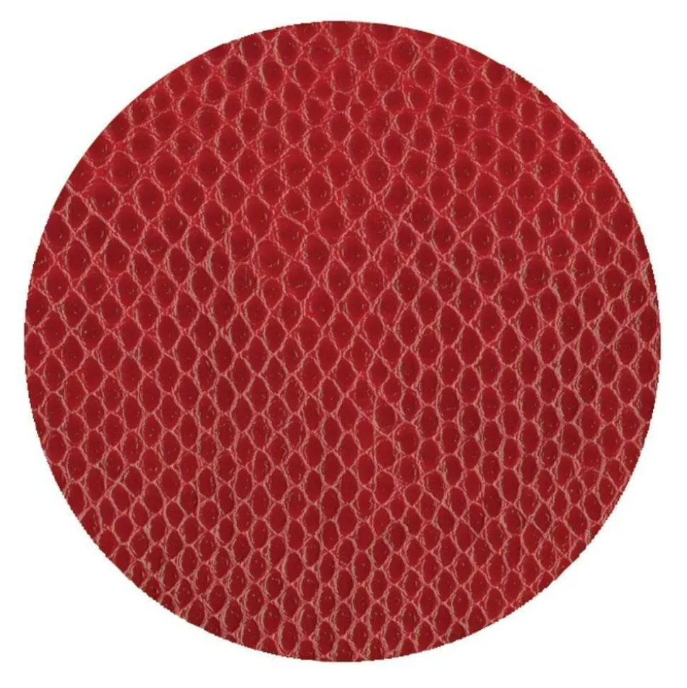Round Snakeskin Felt-Backed Coasters in Crimson - 8 Per Box