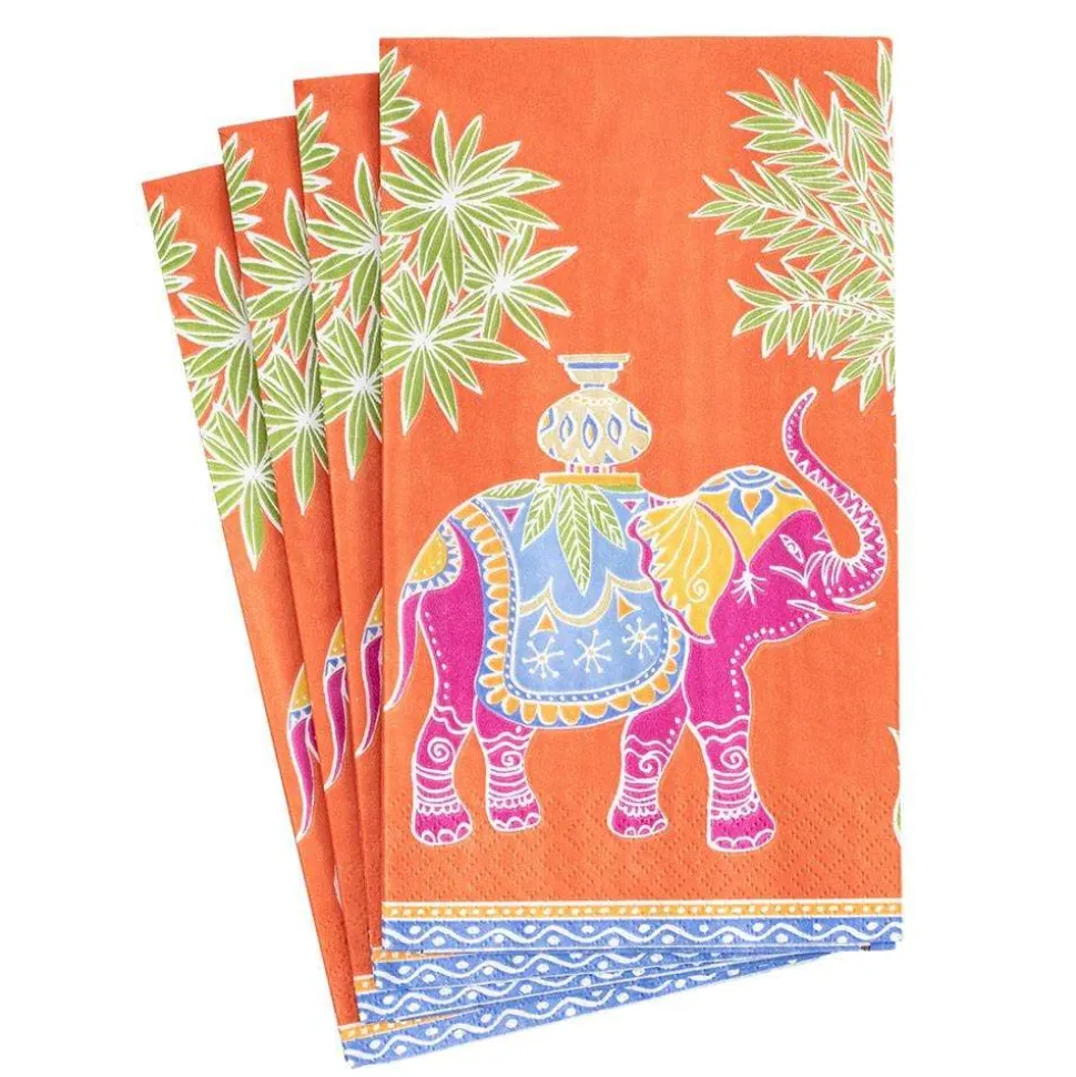 Royal Elephant Paper Guest Towel Napkins in Orange - 15 Per Package