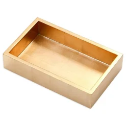 Royal Plaid Guest Towel Napkins & Gold Lacquer Holder Gift Set