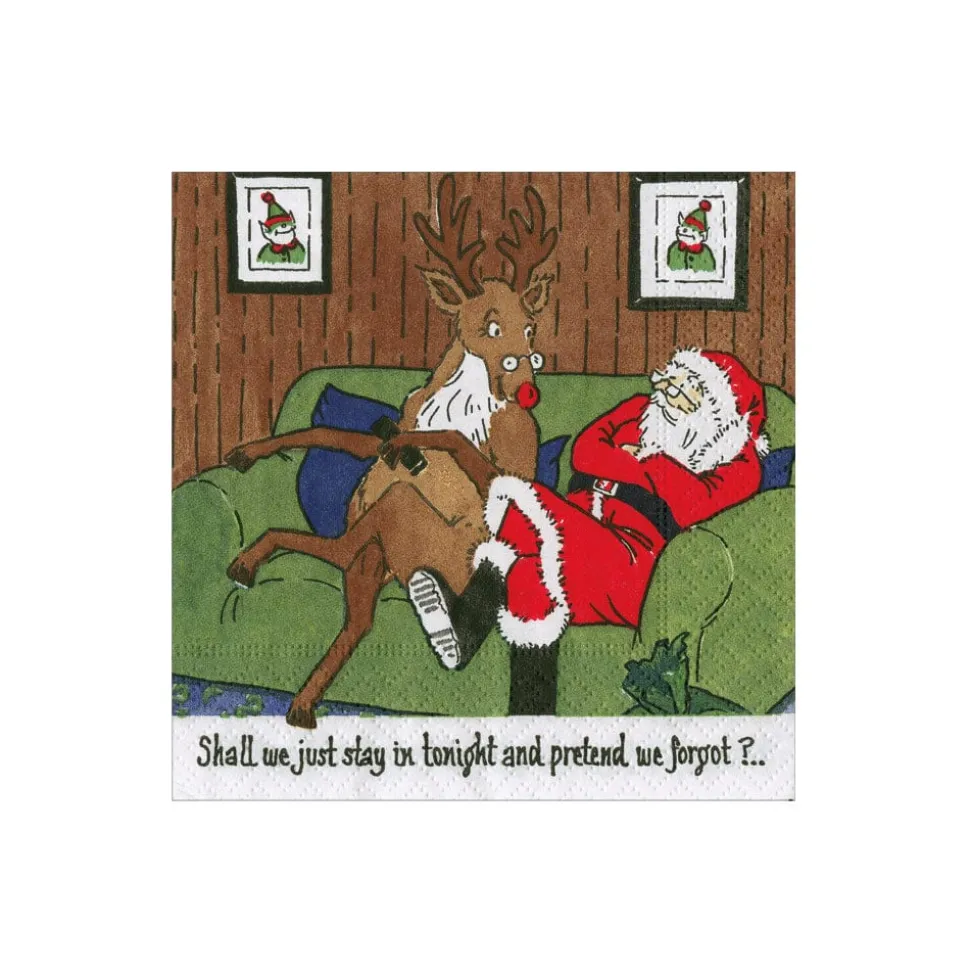 Santa At Home Boxed Cocktail Napkins - includes 12 Boxed Cocktail Napkins