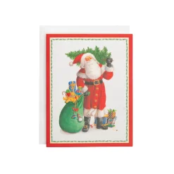 Santa Carrying Tree Classic Boxed Christmas Cards - includes 15 cards & envelopes