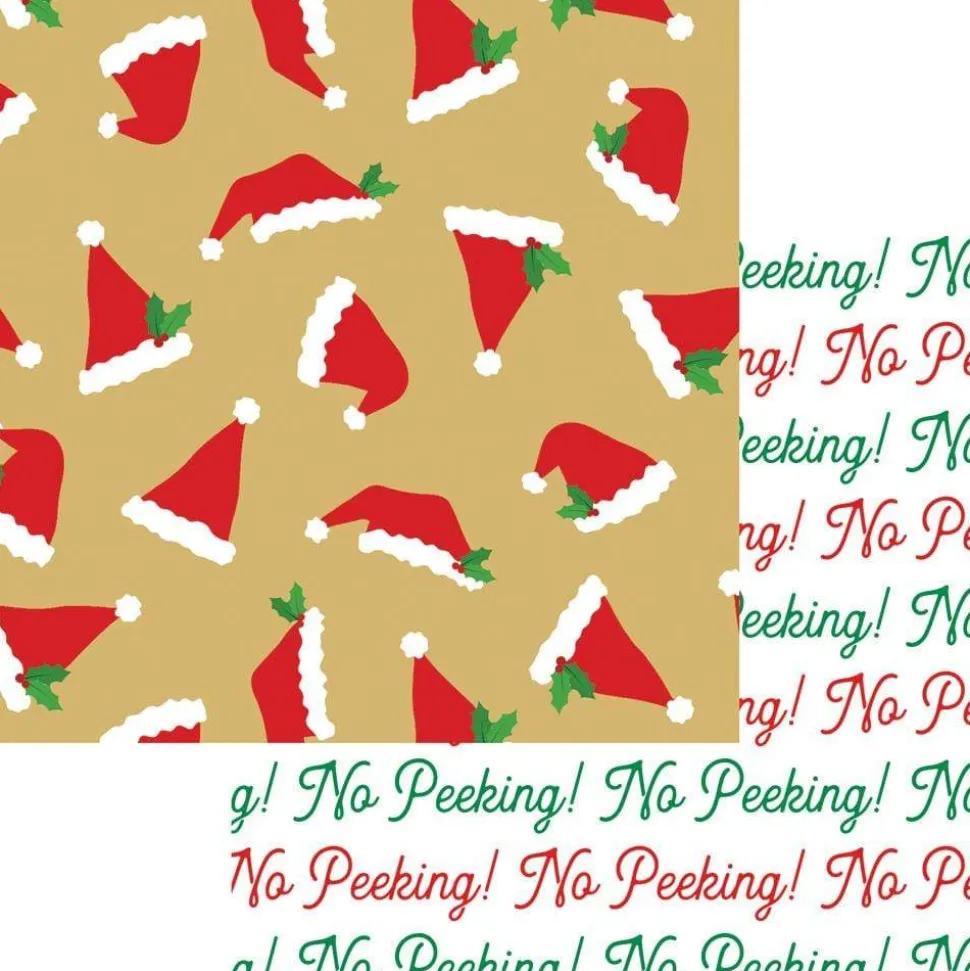 Santa Hat Toss Reversible Gift Wrapping Paper - 30" x 8' Roll