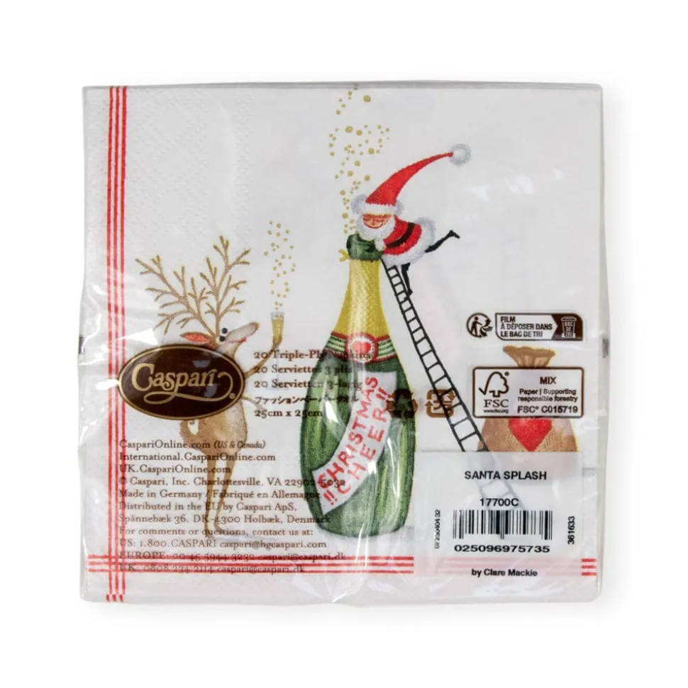 Santa Splash Cocktail Napkins - 20 Per Package