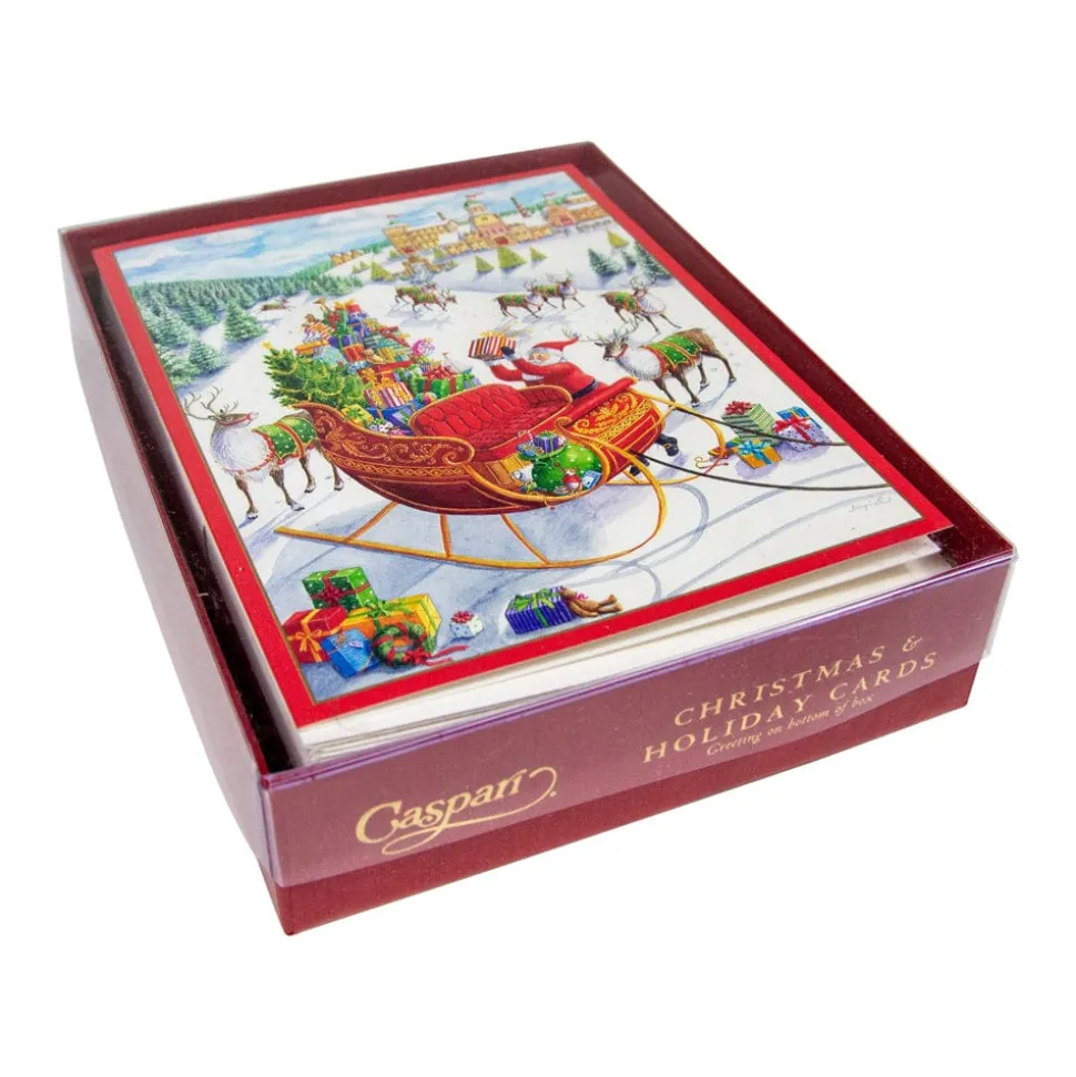 Santa's Sleigh Boxed Christmas Cards - 15 Christmas Cards & 15 Envelopes