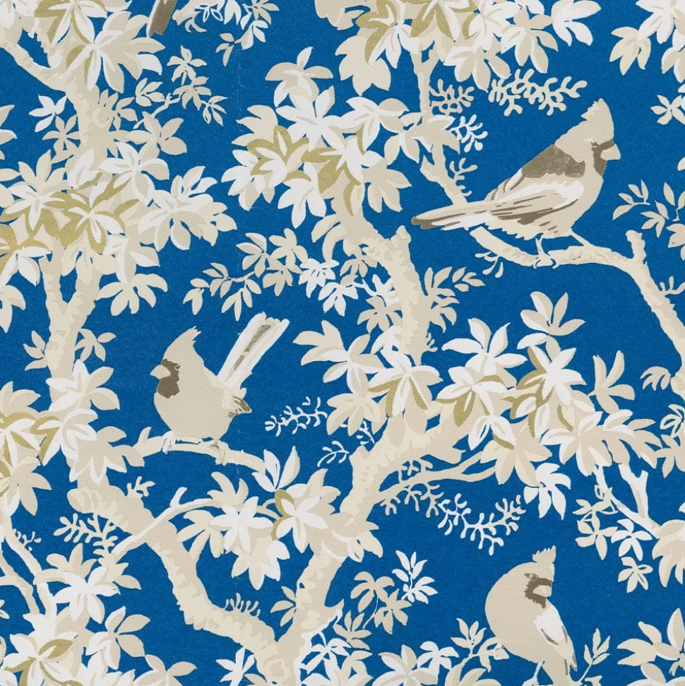 Scenic Songbirds China Blue Gift Wrap - One 30" X 8' Roll