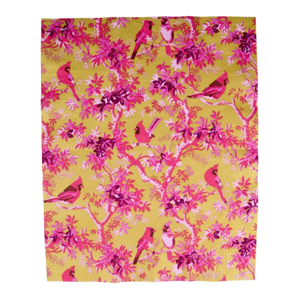 Scenic Songbirds Rose & Gold Guest Towel Napkins - 15 Per Package
