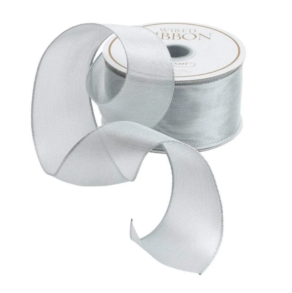 Sheer Silver Wired Ribbon - 9 Yard Spool