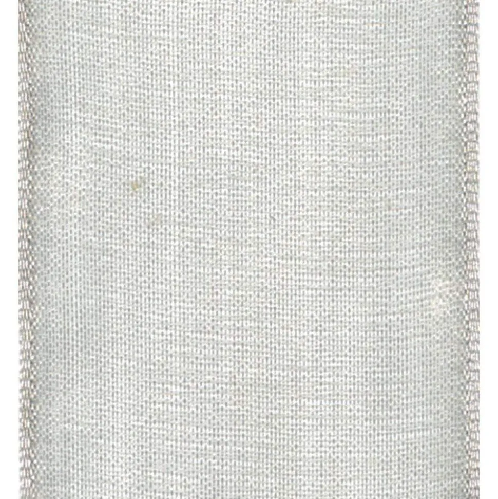 Sheer Silver Wired Ribbon - 9 Yard Spool