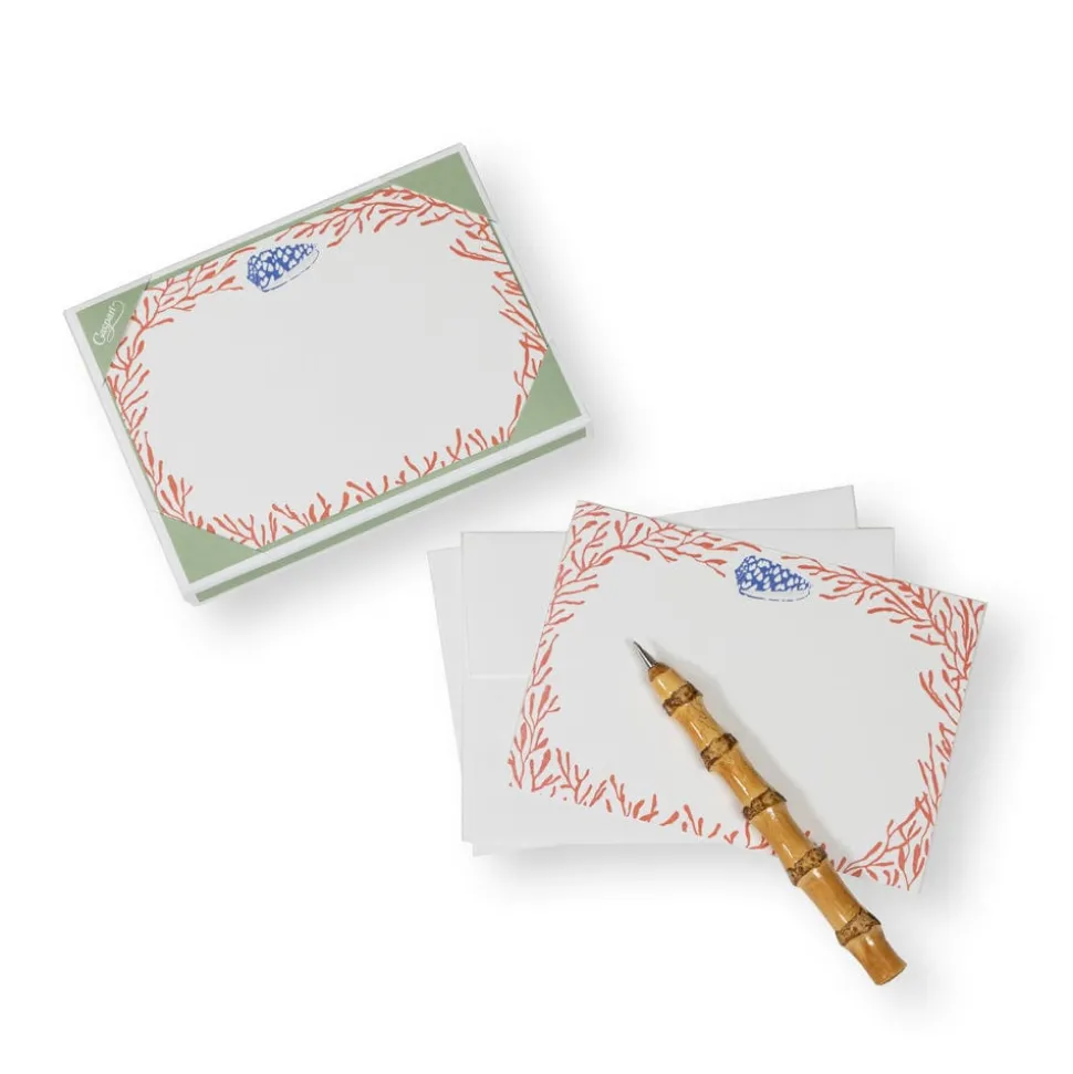 Shell And Coral Correspondence Cards - 12 Per Package
