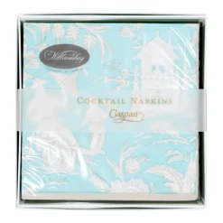 Silk Road Toile Robin's Egg Boxed Cocktail Napkins - 40 Per Box