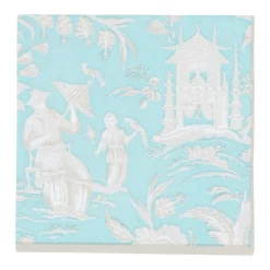 Silk Road Toile Robin's Egg Cocktail Napkins - 20 Per Package