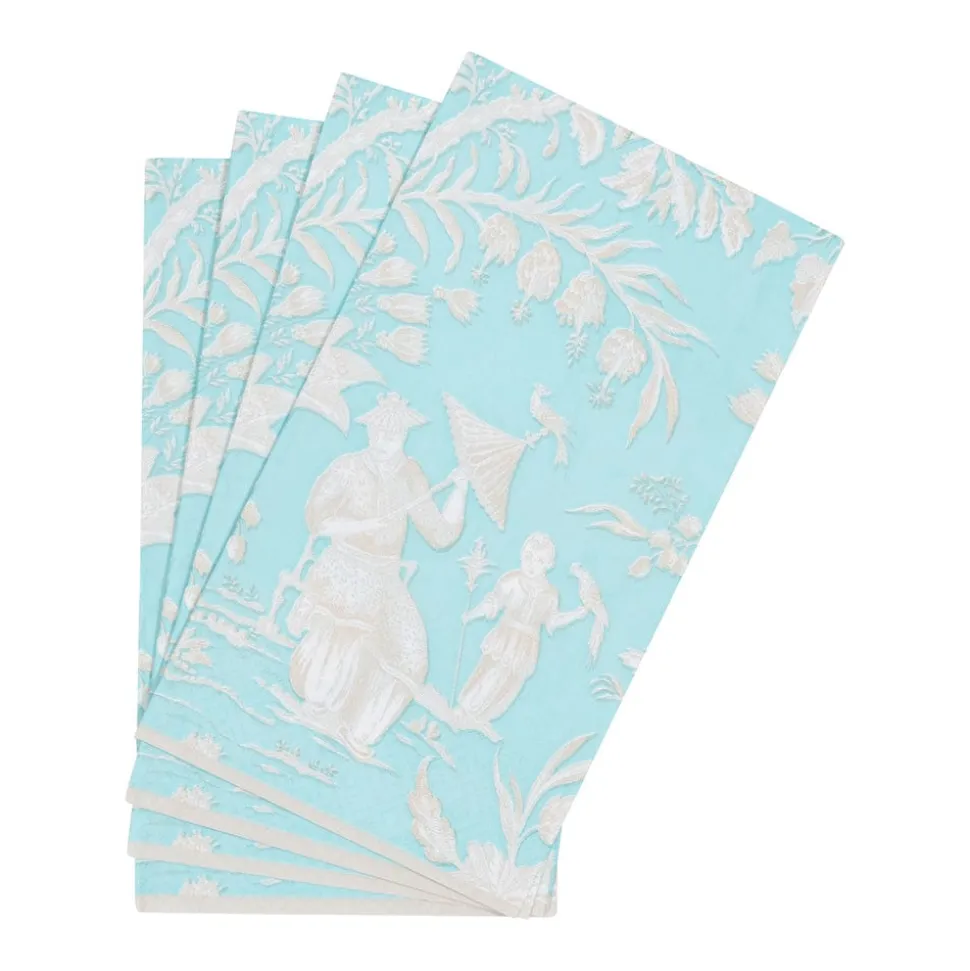 Silk Road Toile Robin's Egg Guest Towel Napkins - 15 Per Package