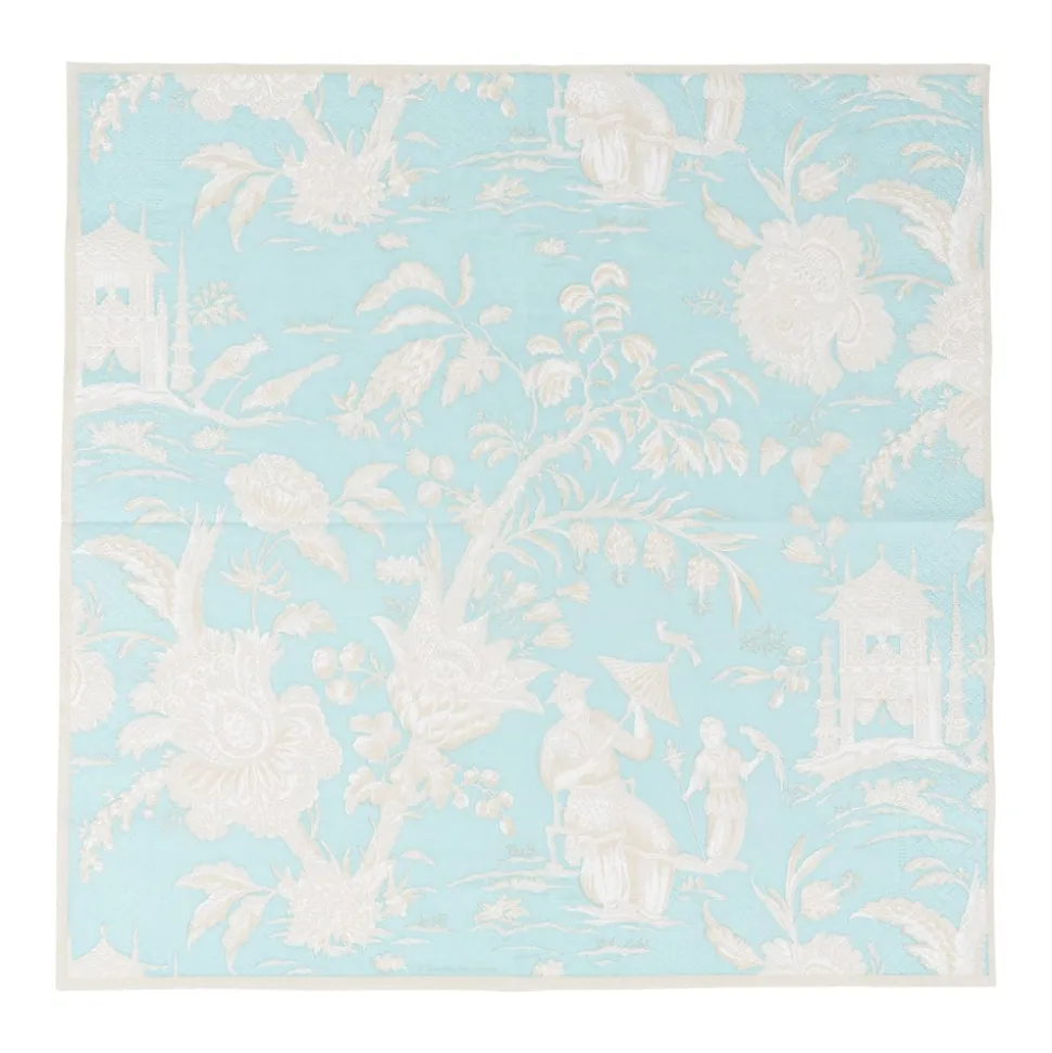 Silk Road Toile Robin's Egg Luncheon Napkins - 20 Per Package