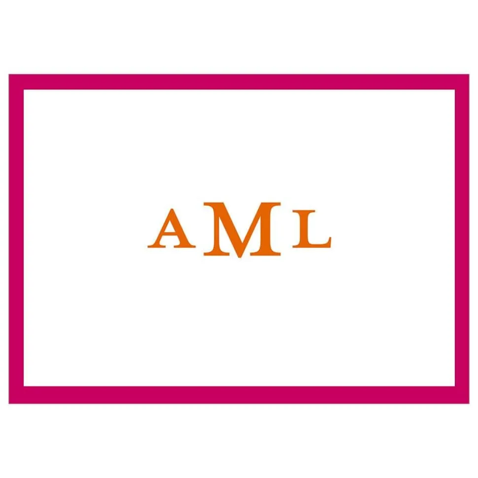 Simple Border Personalized Monogram Folded Note Cards