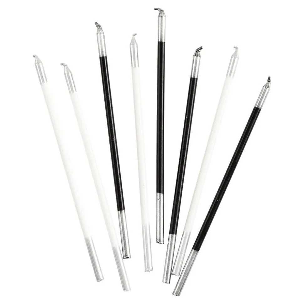 Slim Birthday Candles in Mixed Black & White - 16 Candles Per Package
