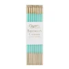 Slim Birthday Candles in Robin's Egg & Gold - 16 Candles Per Package