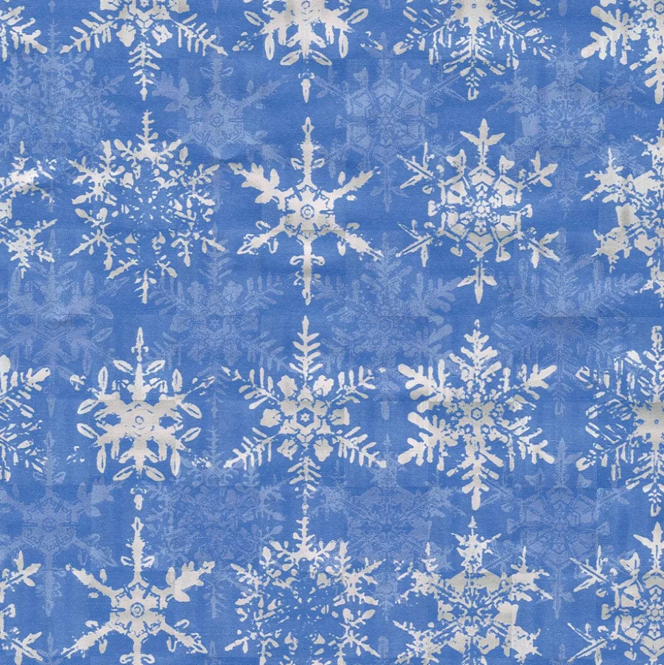 Snowfall-Blue Foil Gift Wrap - One 30" X 6' Roll