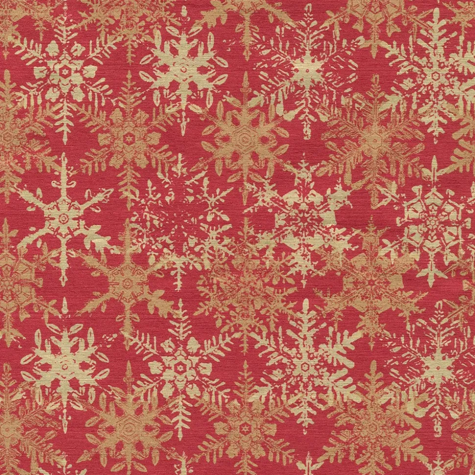 Snowfall-Red Foil Gift Wrap - One 30" X 6' Roll