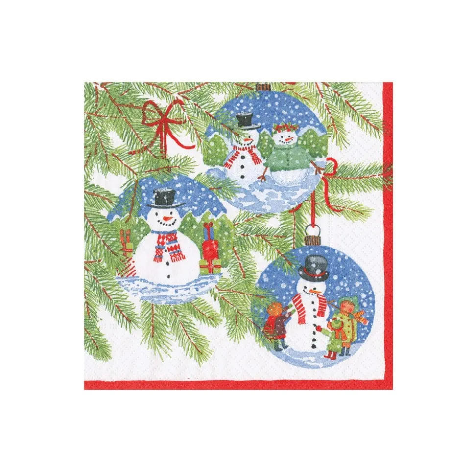 Snowman Ornaments Boxed Cocktail Napkins - 40 Per Box