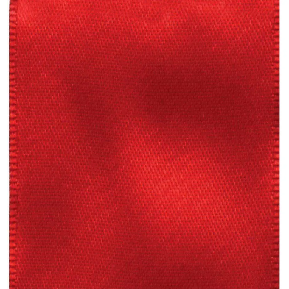 Solid Red Satin Wired Ribbon - 9 Yard Spool