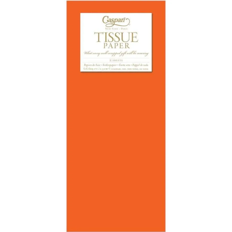 Solid Tissue Paper in Orange - 8 Sheets Included