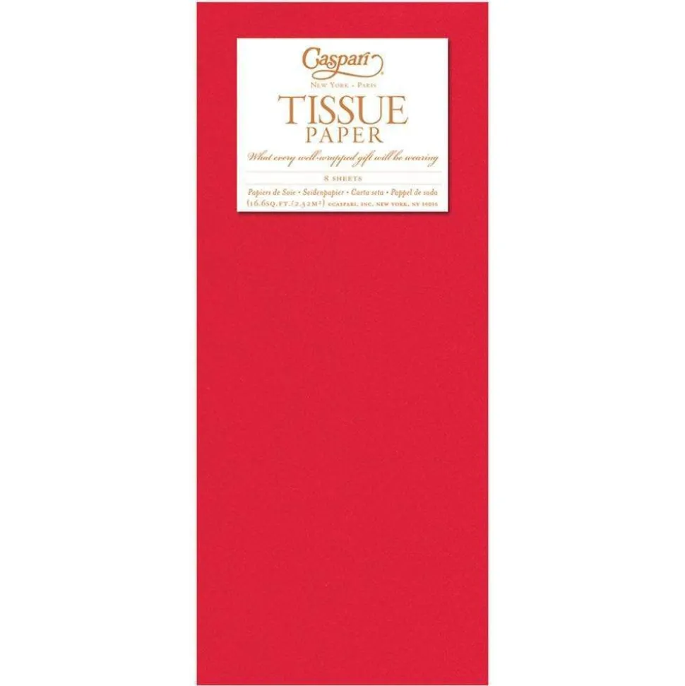 Solid Tissue Paper in Red - 8 Sheets Included