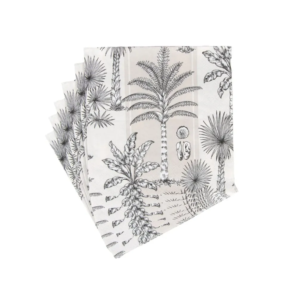 Southern Palms Flax & White Luncheon Napkins - 20 Per Package