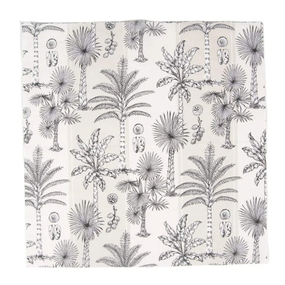 Southern Palms Flax & White Luncheon Napkins - 20 Per Package