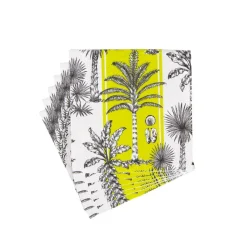 Southern Palms Green & White Boxed Cocktail Napkins - 40 Per Box