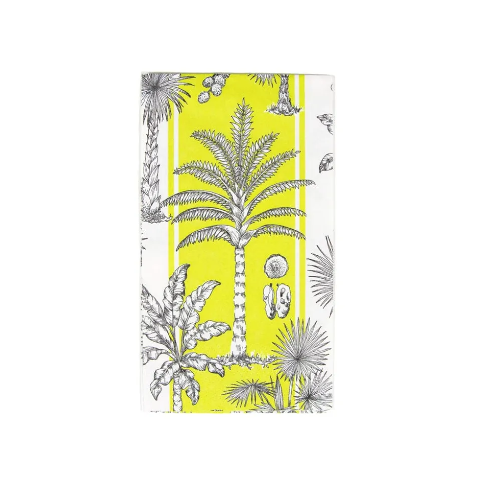 Southern Palms Green & White Guest Towel Napkins - 15 Per Package