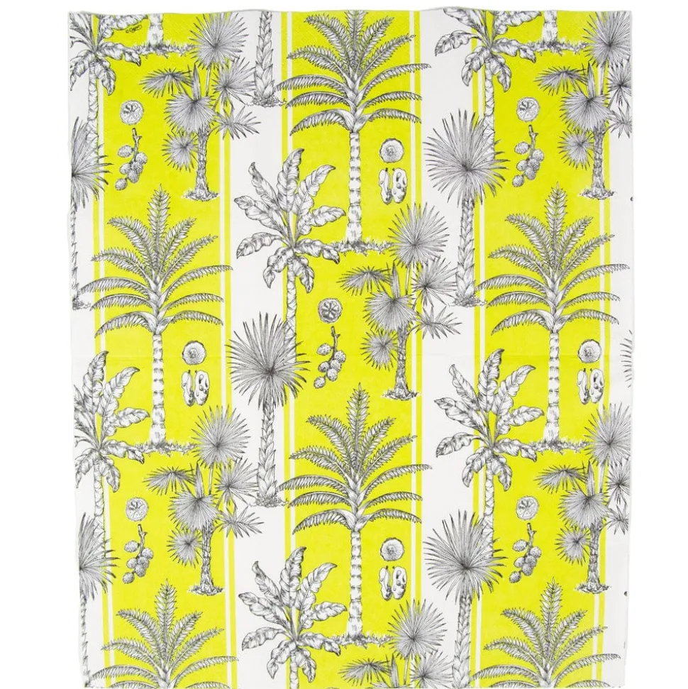 Southern Palms Green & White Guest Towel Napkins - 15 Per Package