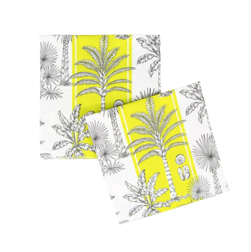 Southern Palms Green & White Luncheon Napkins - 20 Per Package