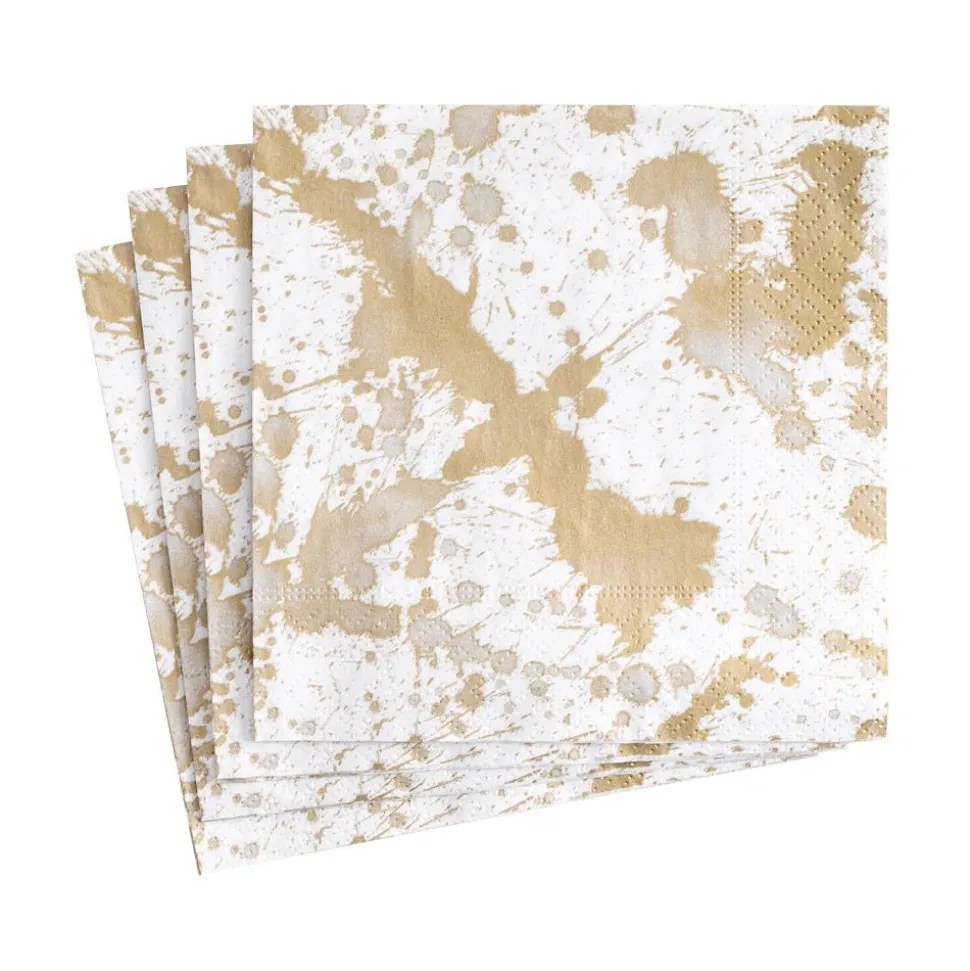 Splatterware Paper Cocktail Napkins in Gold - 20 Per Package