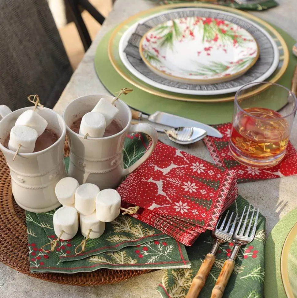 Sprigs and Berries Paper Luncheon Napkins in Evergreen - 20 Per Package