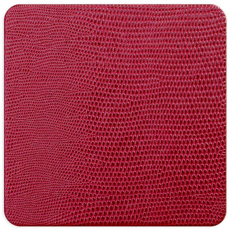 Square Lizard Coasters in Cranberry - 8 Per Box
