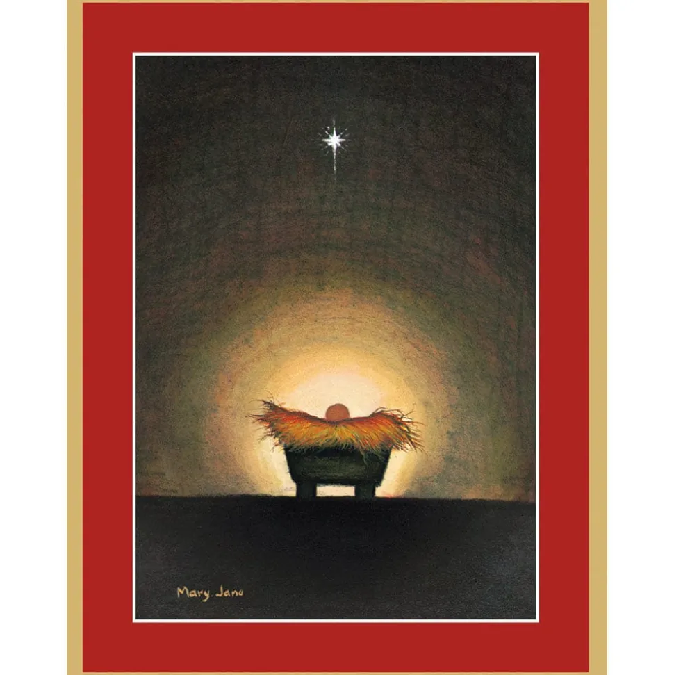 Star And Creche Boxed Christmas Cards - 16 Christmas Cards & 16 Envelopes