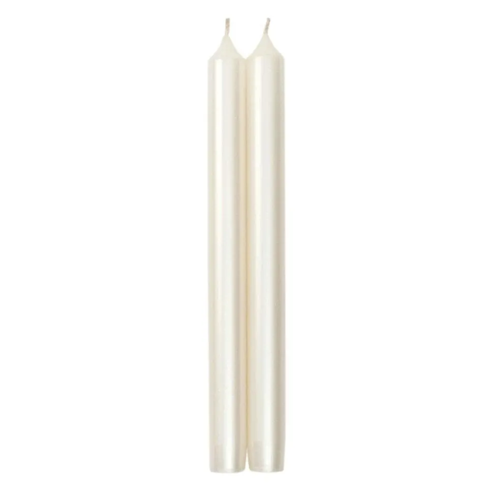 Straight Taper 10" Candles in White Pearlescent - 2 Candles Per Package, 3 Packages Included