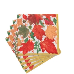Swirling Leaves White Cocktail Napkins - includes 20 Cocktail Napkins
