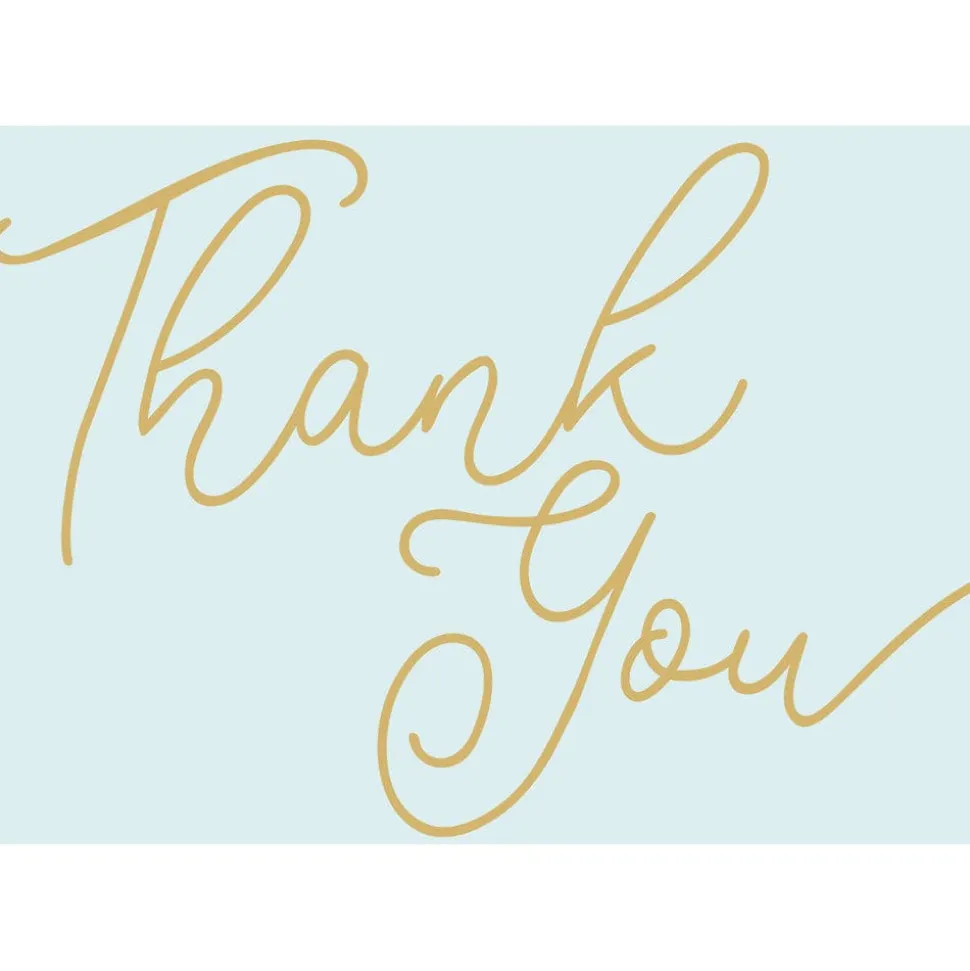 Thank You Script-Robins Egg Blue Foil Thank You Notes - 8 Note Cards And Envelopes