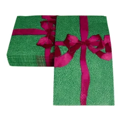 Tied With A Bow Green & Plum Guest Towel Napkins - 15 Per Package