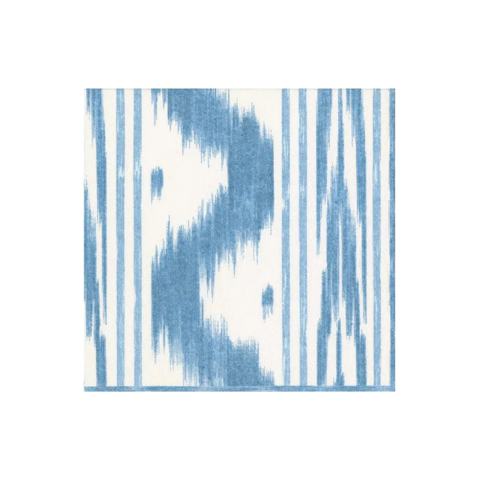 Toile De Nantes Blue Paper Linen Boxed Cocktail Napkins - 15 Per Package