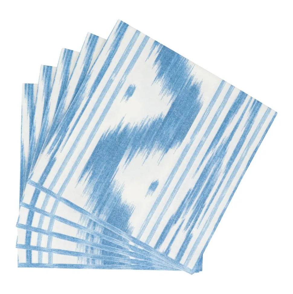 Toile De Nantes Blue Paper Linen Luncheon Napkins - 15 Per Package