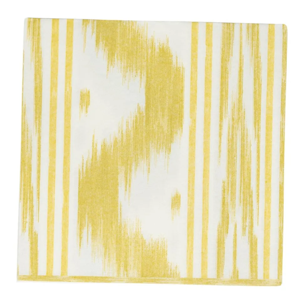 Toile De Nantes Yellow Paper Linen Dinner Napkins - 12 Per Package