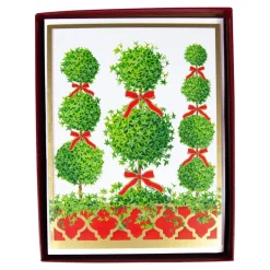 Topiaries Boxed Christmas Cards - 15 Christmas Cards & 15 Envelopes
